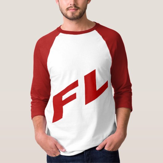 T-shirt raglan blanc rouge FLORIDA (Devant)