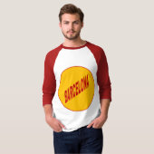 T-shirt raglan blanc rouge homme  BARCELONA (Devant entier)