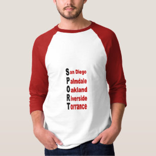 T-shirt raglan blanc rouge SPORT CALIFORNIA