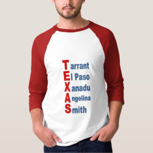 T-shirt raglan blanc rouge TOURISME TEXAS