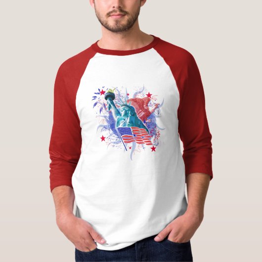 T-shirt Raglan de base de douille de liberté 3/4 (Devant)