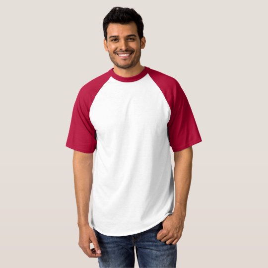 T-shirt de baseball raglan pour homme, Blanc/Rouge