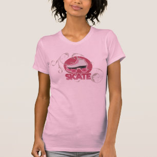 T-shirt Raie de rouleau rose de remous de bulle, patinant