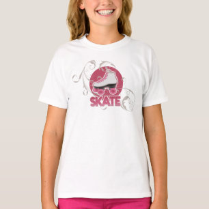 T-shirt Raie de rouleau rose de remous de bulle, patinant