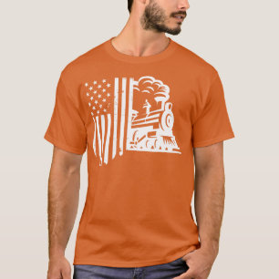 T-shirt rail pointe drapeau américain Train cadeau pour ra