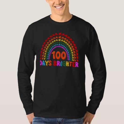 T-shirt Rainbow 100 Days Brighter Teacher Student 100 Days (Devant)