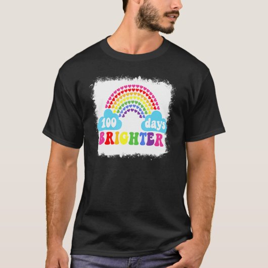 T-shirt Rainbow 100 Days Brighter Teacher Student 100 Days (Devant)