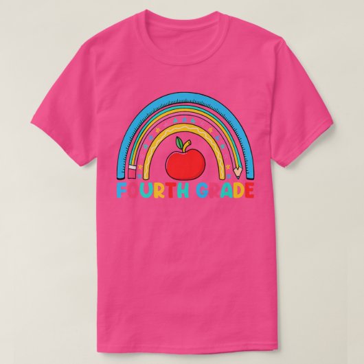 T-shirt Rainbow 4e année de 4e année Retour à l'école (Design devant)