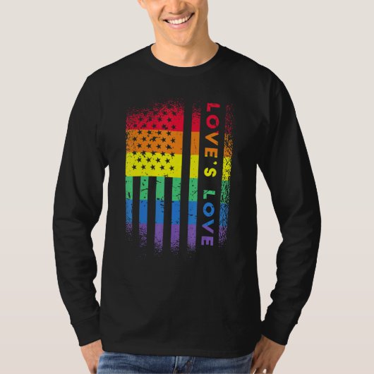T-shirt Rainbow American Flag aime la fierté (Devant)
