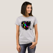 T-shirt Rainbow Awareness Ribbon Grunge Heart (Devant entier)