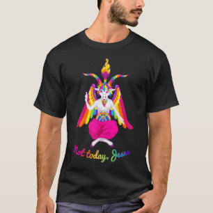 T-shirt Rainbow Baphomet Pas aujourd'hui Jésus Kawaii Hail