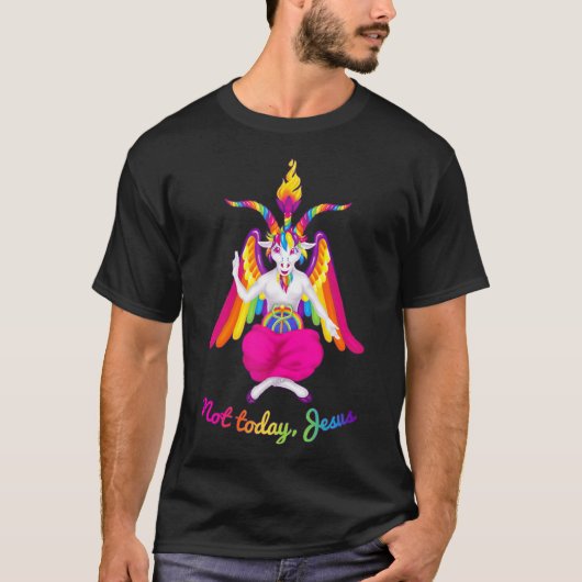 T-shirt Rainbow Baphomet Pas aujourd'hui Jésus Kawaii Hail (Devant)