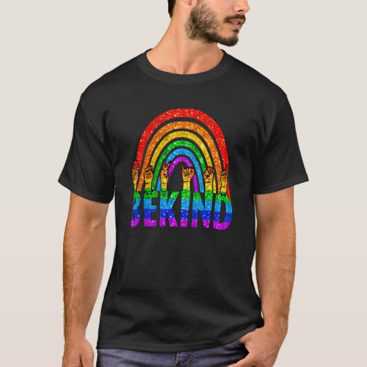 T-shirt Rainbow Be Kind Langue Des Signes Main Asl Lgbt Ga (Devant)