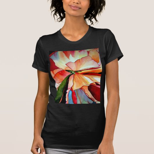 T-shirt Rainbow Begonia flower watercolour original (Devant)