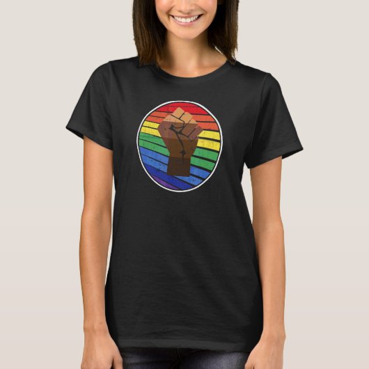 T-shirt Rainbow Black Pride Ally Equality Lgbt African Fis (Devant)