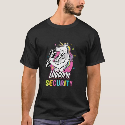 T-shirt Rainbow Bodybuilder Muscle Unicorn Security (Devant)