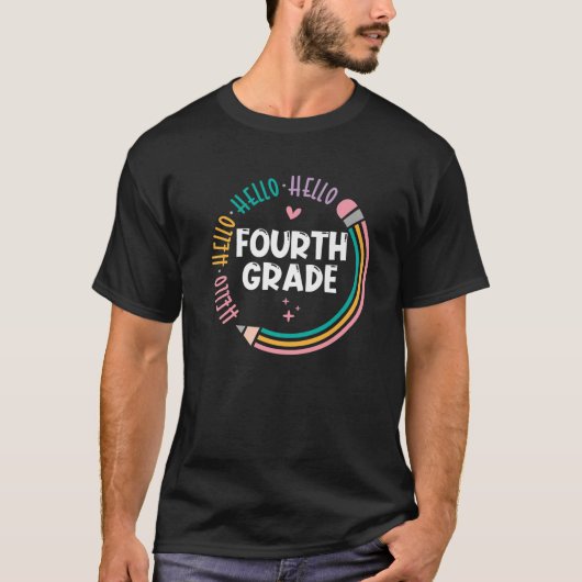 T-shirt Rainbow Bonjour 4E Enseignant de 4E année Premier (Devant)
