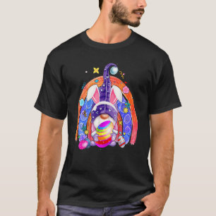 T-shirt Rainbow Bunny Gnome Rabbit Oeufs Chasse Joyeux Est