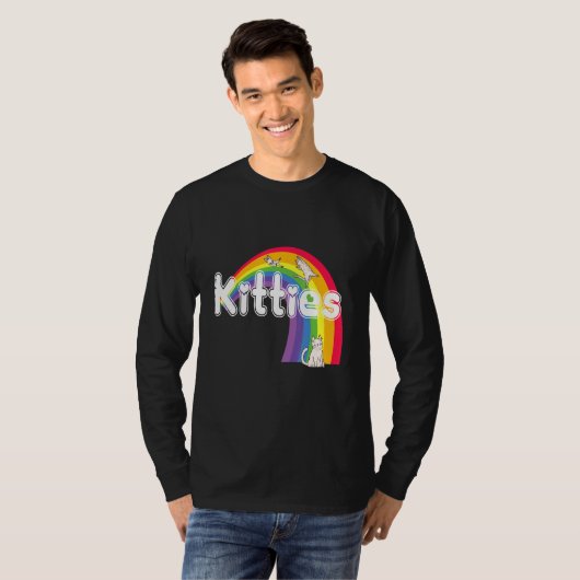 T-shirt Rainbow Cat Kitties Cats Kitty Heart Love (Devant entier)