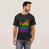 T-shirt Rainbow Cat Kitty Mandala Lotus Flower Yoga Medita (Devant entier)