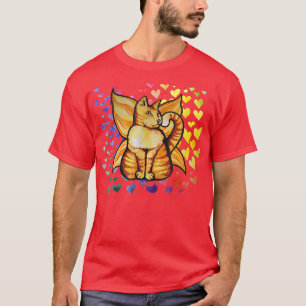 T-shirt Rainbow Chat Fairy Love Coeurs mignonnes