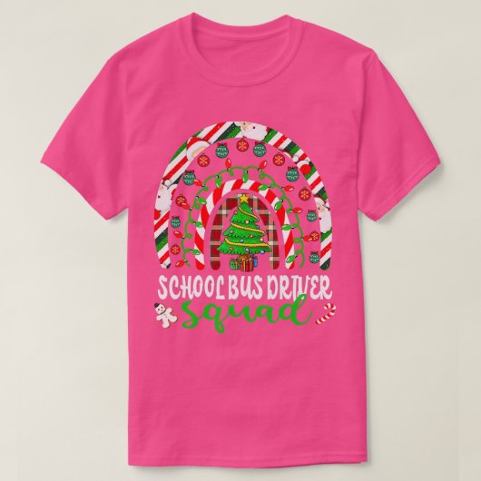 T-shirt Rainbow Christmas Tree School Bus (Design devant)