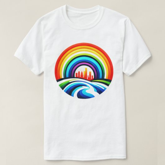 T-shirt Rainbow City Skyline Urban Diversity & Hope Design (Design devant)