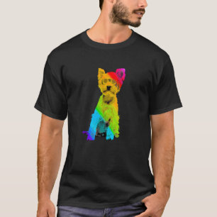 T-shirt Rainbow Color Yorkshire Terrier avec lunettes de s