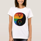T-shirt Rainbow Colorée Lesbian Pride Yin et Yang (Devant)