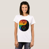 T-shirt Rainbow Colorée Lesbian Pride Yin et Yang (Devant entier)