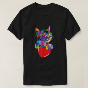 T-shirt Rainbow Cute Chat Accrocher Valentine Coeur Kitty