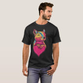 T-shirt Rainbow Cute Squirrel Hugging Valentine Heart Love (Devant entier)