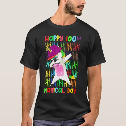T-shirt Rainbow Dabbing Unicorn 100 Days Happy 100th Magic (Devant)