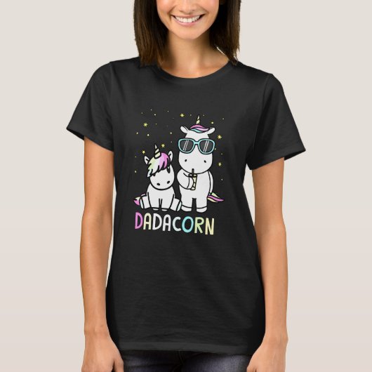 T-shirt Rainbow Dadacorn Daddycorn Unicorne Papa Papa Papa (Devant)