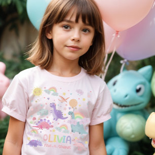 T-Shirt Rainbow Dino Dinosaure pour fille personna