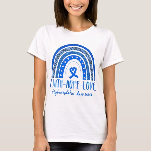 T-shirt Rainbow Faith Hope Love Hydrocéphalie Sensibilisat (Devant)