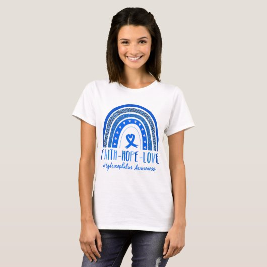 T-shirt Rainbow Faith Hope Love Hydrocéphalie Sensibilisat (Devant entier)