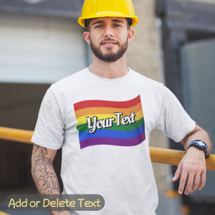 T-shirt Rainbow Flag Flying Ajouter votre Gay pride de tex