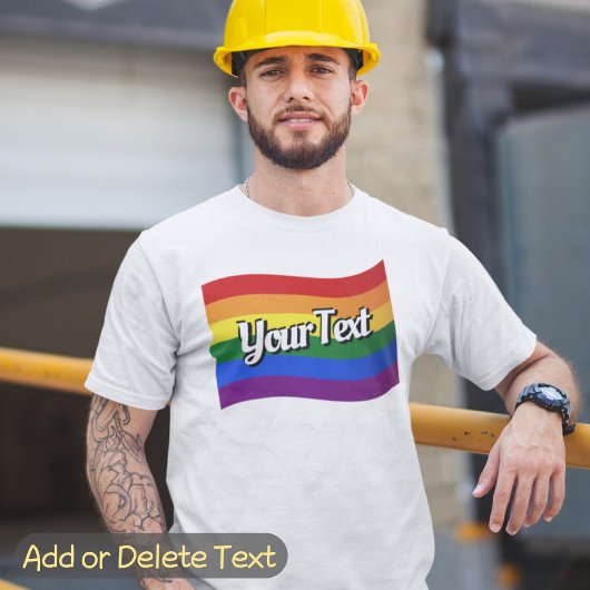 T-shirt Rainbow Flag Flying Ajouter votre Gay pride de tex