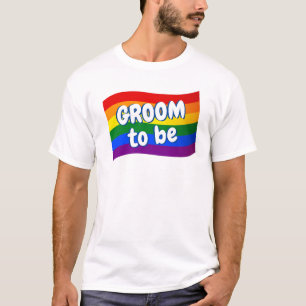T-shirt Rainbow Flag Gay Groom to be Gay Marriage LGBTQ