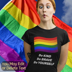 T-shirt Rainbow Flag Gay Pride Flag Custom Text LGBT Queer