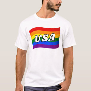 T-shirt Rainbow Flag USA Gay pride américain LGBT LGBTQ