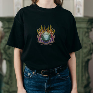 T-shirt Rainbow Flames sorcières Imaginaire D20 femmes