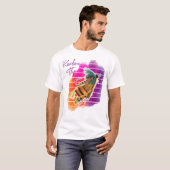 T-shirt Rainbow Fly Fishing Lure Retro Sunset (Devant entier)