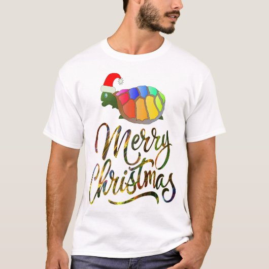 T-shirt Rainbow Funny Turtle portant le Noël Noël Noël Noë (Devant)