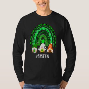 T-shirt Rainbow Gnome Soeur Shamrock Leopard Plaid St Pat