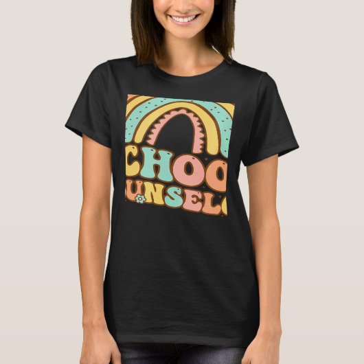 T-shirt Rainbow Groovy School Counselor Guidance Teacher S (Devant)