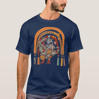 T-shirt Rainbow Halloween Skeleton Riding Mummy Dinosaur T