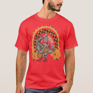 T-shirt Rainbow Halloween Skeleton Riding Mummy Dinosaur T