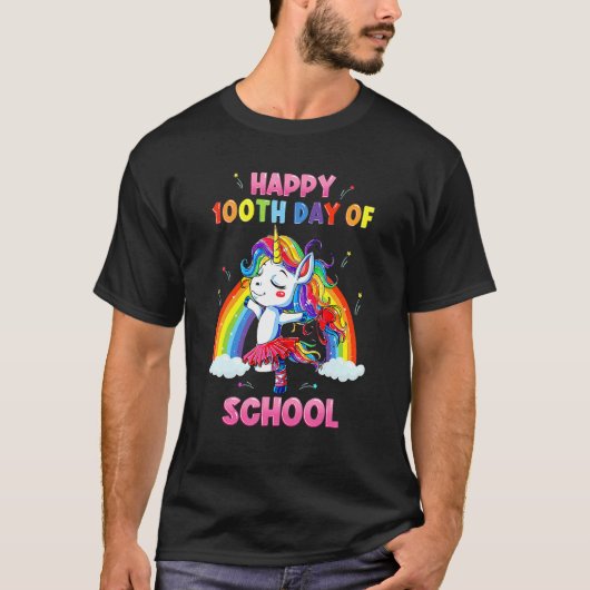 T-shirt Rainbow Happy 100th Day Of School Teacher & Studen (Devant)